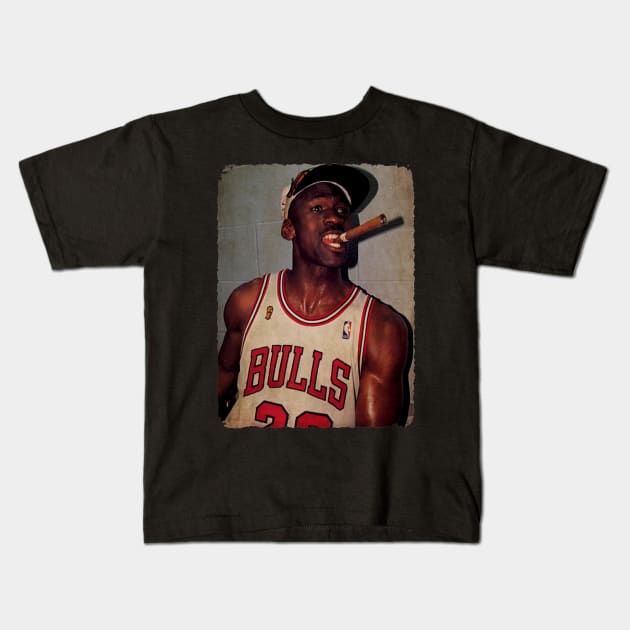 Michael Jordan Cigar Kids T-Shirt by Milu Milu